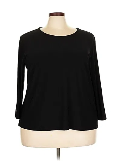 Pre-owned Anne Klein 3/4 Sleeve Top Black Boatneck Tops