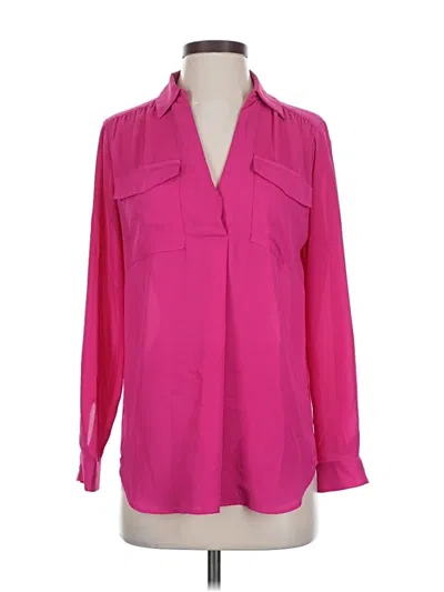 Pre-owned Ann Taylor Long Sleeve Blouse In Pink