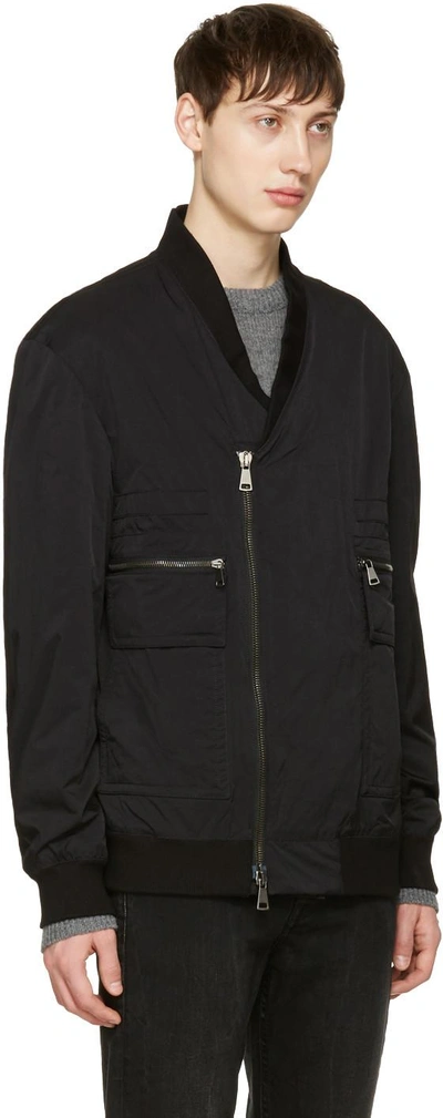 Shop Helmut Lang Black Crossover Bomber Jacket