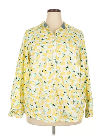 Pre-owned Charter Club Long Sleeve Button Down Shirt In Yellow