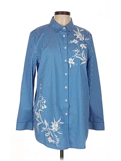 Pre-owned Chico's Long Sleeve Button Down Shirt In Blue