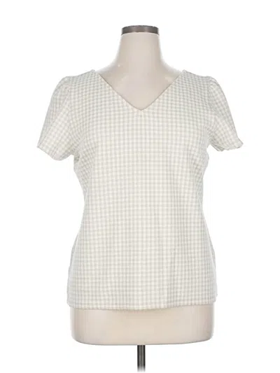 Pre-owned Ann Taylor Short Sleeve Blouse In White