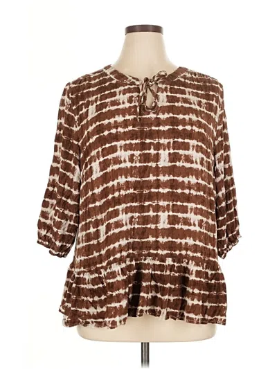Pre-owned D&co. 3/4 Sleeve Blouse In Brown