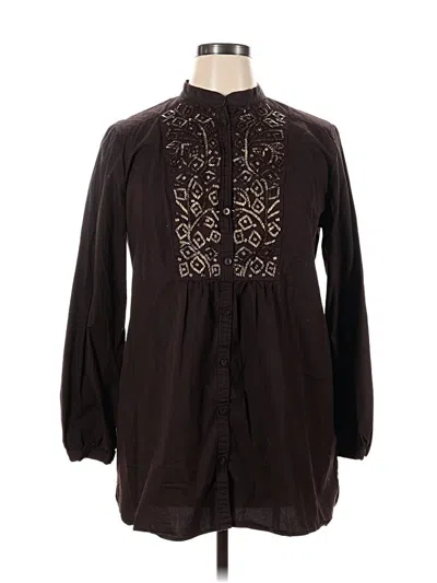 Pre-owned Chico's Long Sleeve Blouse In Brown