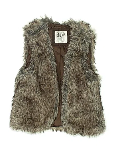 Pre-owned Justice Kids' Faux Fur Vest In Brown