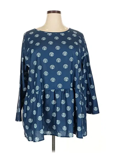 Pre-owned Unbranded 3/4 Sleeve Blouse In Blue
