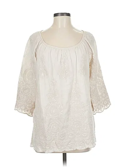 Pre-owned Belle France 3/4 Sleeve Blouse In White