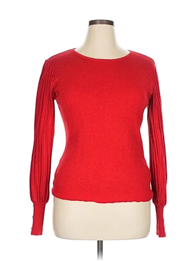 Pre-owned Nanette Lepore Long Sleeve Top Red Boatneck Tops