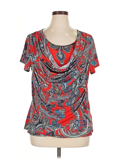 Pre-owned Roz & Ali Short Sleeve Blouse In Red