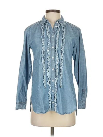 Pre-owned Pilcro By Anthropologie Long Sleeve Button Down Shirt In Blue