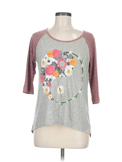 Pre-owned Hybrid Apparel 3/4 Sleeve T-shirt In Gray