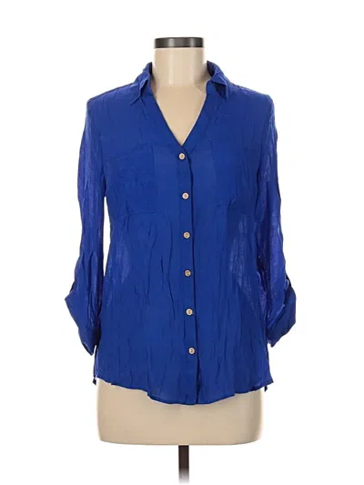 Pre-owned A. Byer 3/4 Sleeve Button Down Shirt In Blue