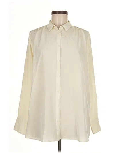 Pre-owned Uniqlo Long Sleeve Blouse In White