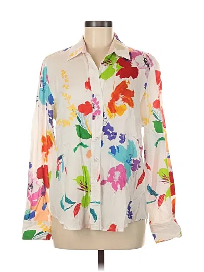 Pre-owned Finley Long Sleeve Blouse In White