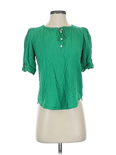 Pre-owned Maeve By Anthropologie Short Sleeve Blouse In Green