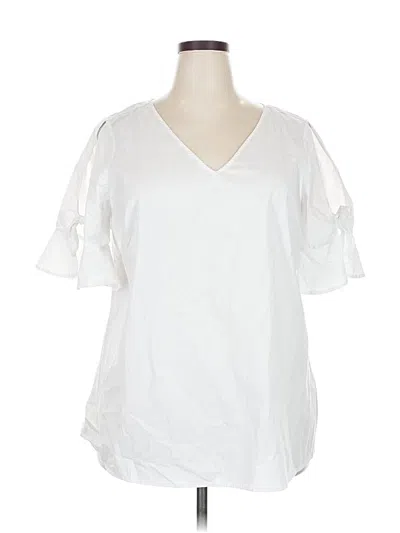 Pre-owned Lane Bryant Short Sleeve Blouse In White