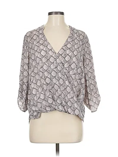 Pre-owned All In Favor 3/4 Sleeve Blouse In Gray