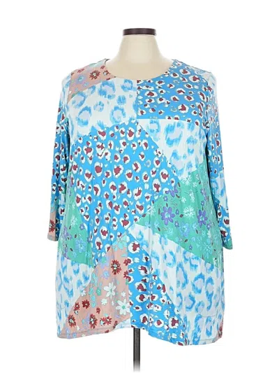 Pre-owned Logo By Lori Goldstein 3/4 Sleeve T-shirt In Blue