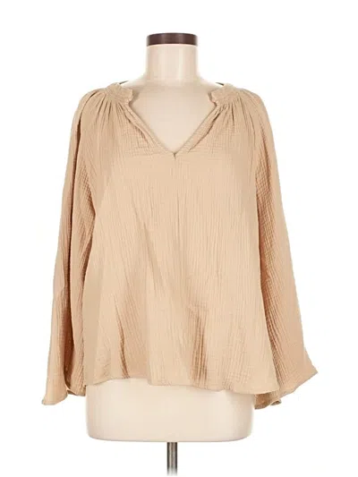 Pre-owned Scoop Long Sleeve Blouse In Brown