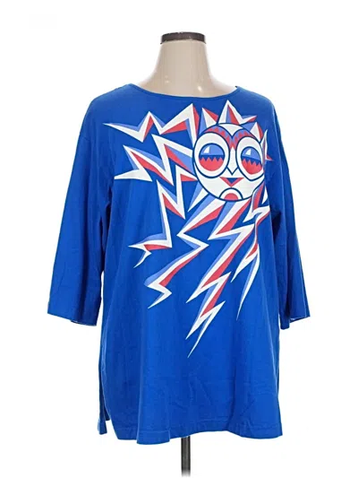 Pre-owned Bob Mackie 3/4 Sleeve T-shirt In Blue
