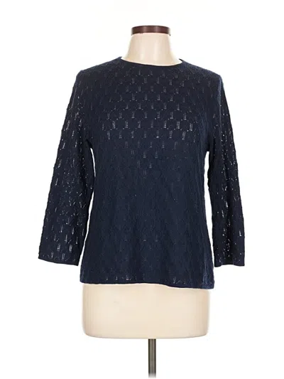 Pre-owned Brooks Brothers 346 3/4 Sleeve Top Blue Boatneck Tops