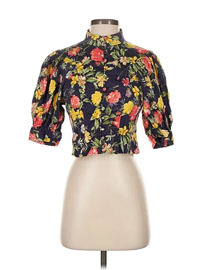 Pre-owned Marissa Webb Collective Short Sleeve Blouse In Black