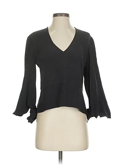 Pre-owned Derek Lam 3/4 Sleeve Silk Top Black V Neck Tops