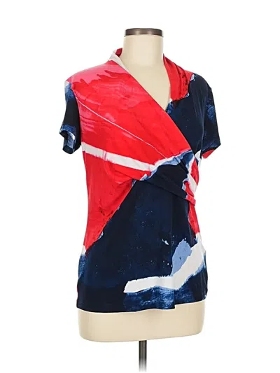 Pre-owned Dkny Short Sleeve Blouse In Red