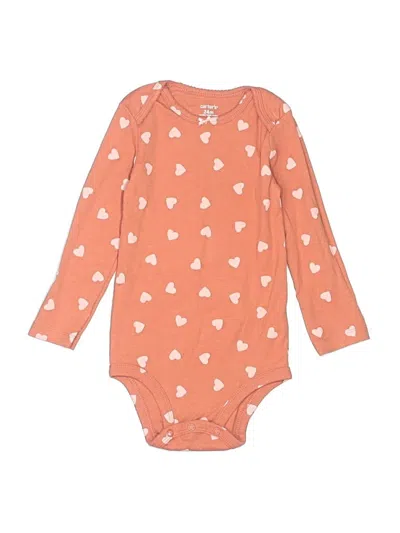 Pre-owned Carter's Kids' Long Sleeve Onesie In Orange