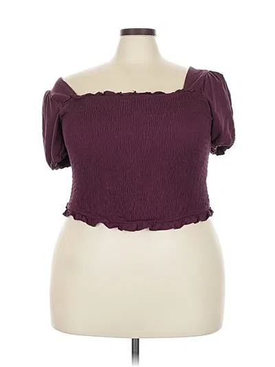 Pre-owned Torrid Short Sleeve Top Burgundy Sweetheart Neckline Tops