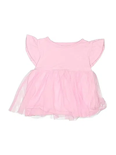 Pre-owned Carter's Kids' Short Sleeve Top Pink Ruffles Neckline Tops