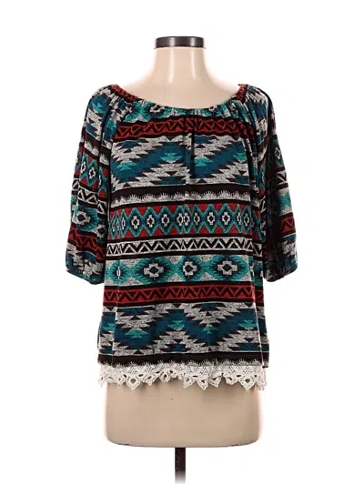 Pre-owned Rouge 3/4 Sleeve Blouse In Brown