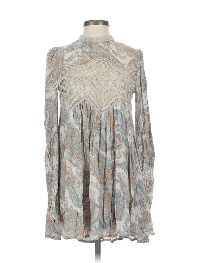 Pre-owned Free People Long Sleeve Blouse In Silver