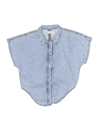 Pre-owned Zara Kids' Short Sleeve Button Down Shirt In Blue