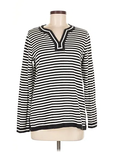 Pre-owned Lands' End Long Sleeve Henley Shirt In White