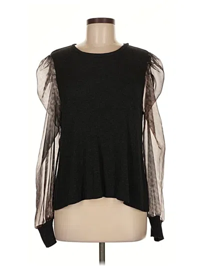 Pre-owned Lola And Sophie Long Sleeve Top Black Crew Neck Tops