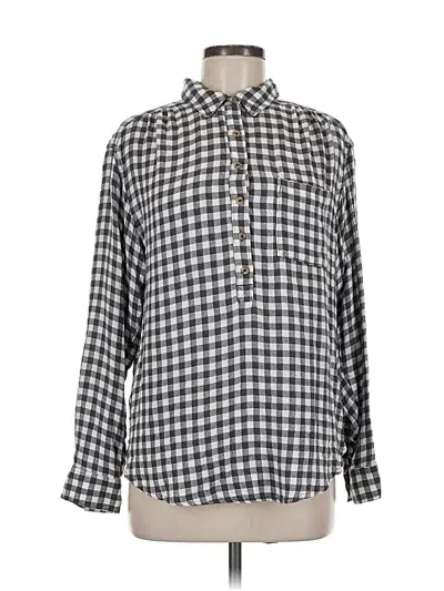 Pre-owned By Anthropologie Long Sleeve Blouse In Gray