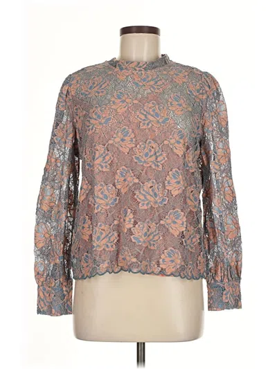 Ann Taylor Loft Long Sleeve Blouse In Brown