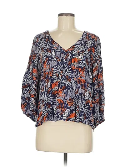 Pre-owned Maeve By Anthropologie 3/4 Sleeve Blouse In Blue