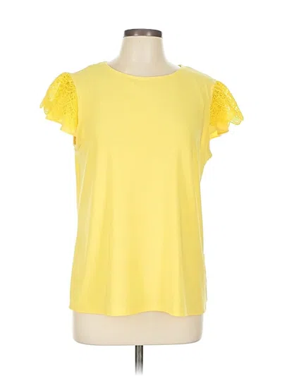 Pre-owned Anne Klein Short Sleeve Top Yellow Sweetheart Neckline Tops