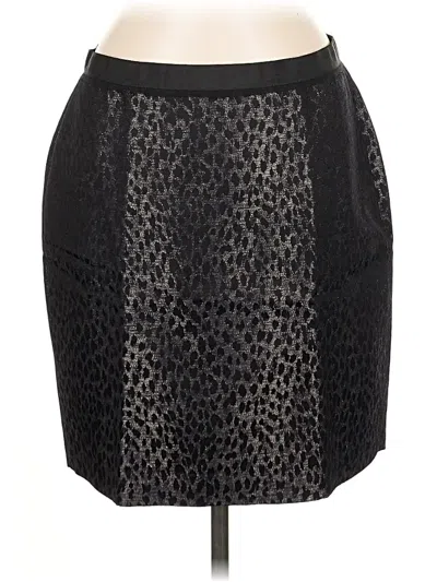 Pre-owned Ann Taylor Faux Leather Skirt In Black