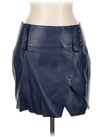 Pre-owned Derek Lam 10 Crosby Faux Leather Skirt In Blue
