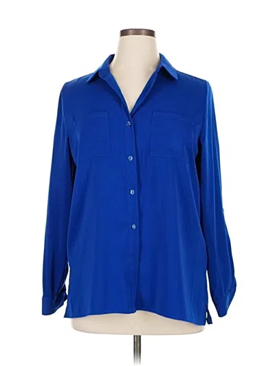 Pre-owned Susan Graver 3/4 Sleeve Blouse In Blue