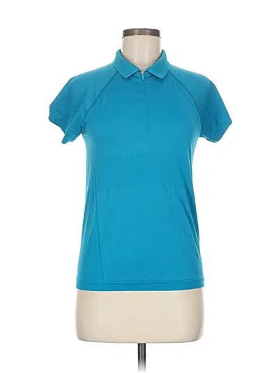 Pre-owned Athleta Short Sleeve Polo Shirt In Blue
