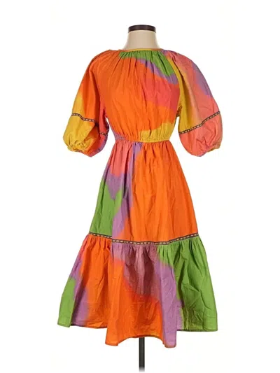Pre-owned Blank Casual Dress In Orange