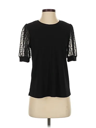 Pre-owned Cece Short Sleeve Top Black Crew Neck Tops