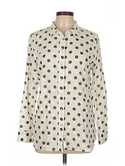 Pre-owned Talbots Long Sleeve Button Down Shirt In White