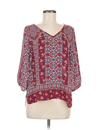 Pre-owned Renee C 3/4 Sleeve Blouse In Burgundy