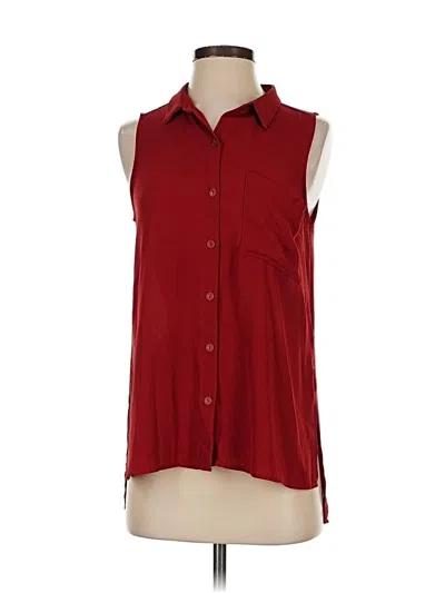 Pre-owned Lush Sleeveless Button Down Shirt In Burgundy