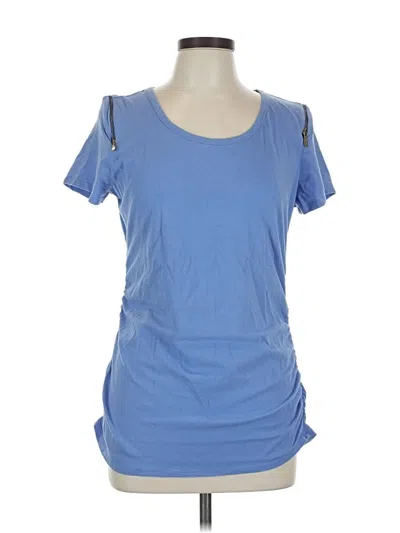 Pre-owned Michael Michael Kors Short Sleeve Top Blue Scoop Neck Tops